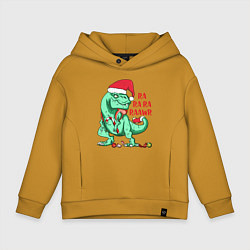 Толстовка оверсайз детская Raawr dinosaur, цвет: горчичный