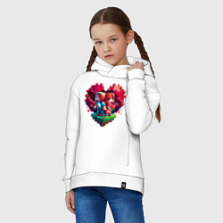 Толстовка оверсайз детская Влюбленные в Minecraft, цвет: белый — фото 2