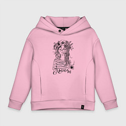 Толстовка оверсайз детская Лолита в венке из летних цветов, цвет: светло-розовый