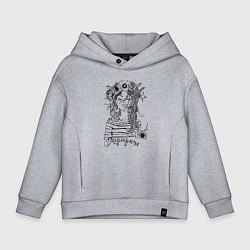 Толстовка оверсайз детская Маргарита в венке из летних цветов, цвет: меланж