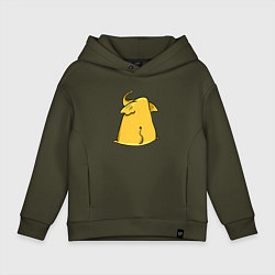 Толстовка оверсайз детская Желтый слон обиделся, цвет: хаки