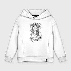 Толстовка оверсайз детская Эдита в венке из летних цветов, цвет: белый