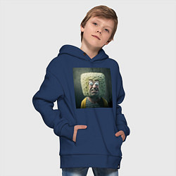 Толстовка оверсайз детская Человек-квадратная голова, цвет: тёмно-синий — фото 2