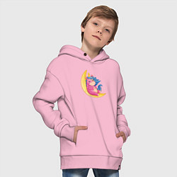 Толстовка оверсайз детская Единорог на месяце, цвет: светло-розовый — фото 2