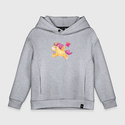 Толстовка оверсайз детская Единорог с шариком в виде сердечка, цвет: меланж