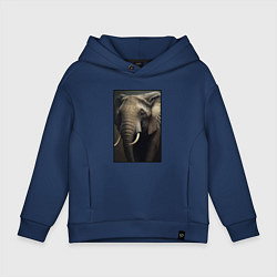 Толстовка оверсайз детская Портрет слона, цвет: тёмно-синий