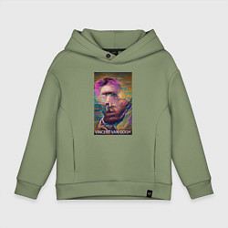 Толстовка оверсайз детская Vincent Van Gogh - автопортрет - нейросеть, цвет: авокадо