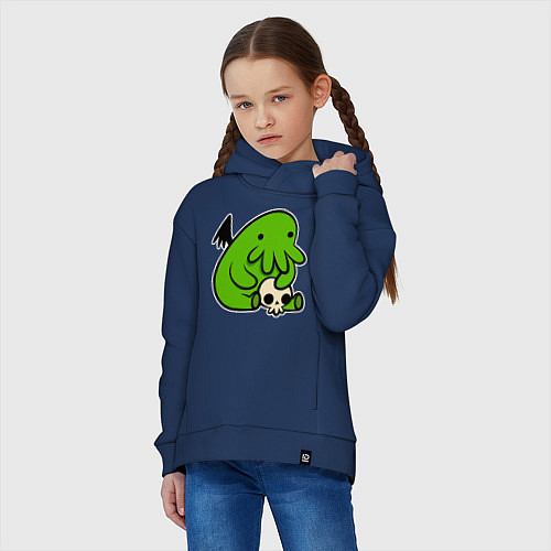 Детское худи оверсайз Крылатый монстрик / Тёмно-синий – фото 3