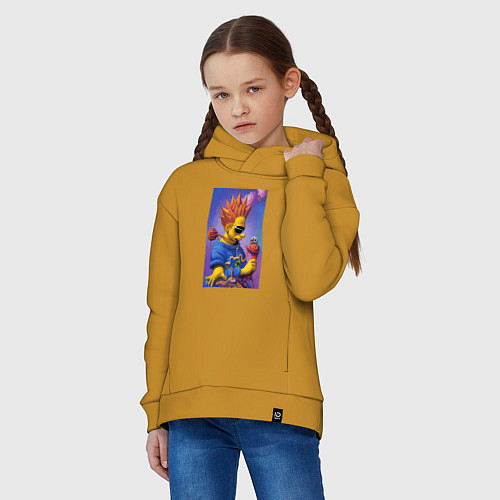 Детское худи оверсайз Bart Simpson - нейросеть - сюрреализм / Горчичный – фото 3