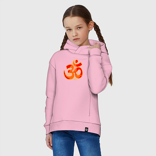 Детское худи оверсайз Символ ОМ с девушкой в позе медитации / Светло-розовый – фото 3