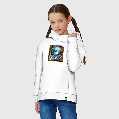 Детское худи оверсайз Девушка стимпанк из нейросети / Белый – фото 3