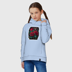 Толстовка оверсайз детская Букет и красные розы, цвет: мягкое небо — фото 2