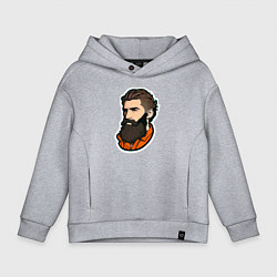 Толстовка оверсайз детская Статный мужчина с бородой, цвет: меланж