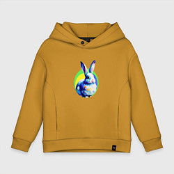 Толстовка оверсайз детская Кролик ждет весну, цвет: горчичный