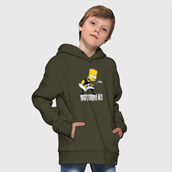 Толстовка оверсайз детская Motorhead Барт Симпсон рокер, цвет: хаки — фото 2