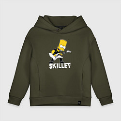 Толстовка оверсайз детская Skillet Барт Симпсон рокер, цвет: хаки