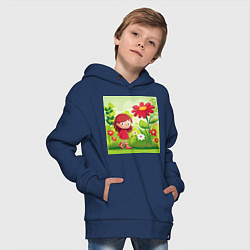 Толстовка оверсайз детская Девочка на прогулке, цвет: тёмно-синий — фото 2