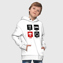 Толстовка оверсайз детская Питание сон самбо повторить, цвет: белый — фото 2