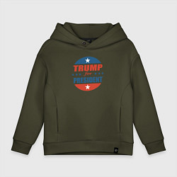 Толстовка оверсайз детская Трамп президент, цвет: хаки