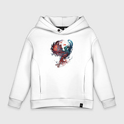 Толстовка оверсайз детская Феникс в стиле тату Ирезуми, цвет: белый