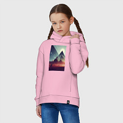 Толстовка оверсайз детская Геометрические горы, цвет: светло-розовый — фото 2