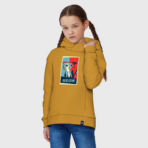 Детское худи оверсайз Meow obey / Горчичный – фото 3