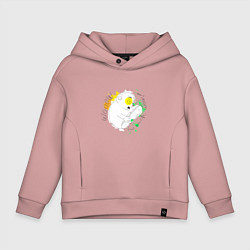 Толстовка оверсайз детская Лемур: so much wow, цвет: пыльно-розовый