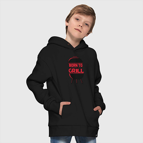 Детское худи оверсайз Born to grill / Черный – фото 4