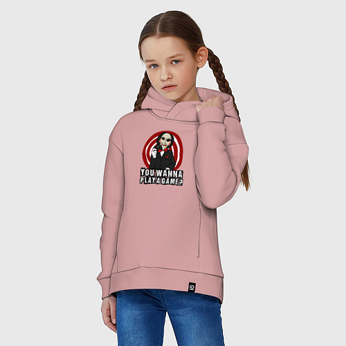 Детское худи оверсайз You wanna play a game / Пыльно-розовый – фото 3
