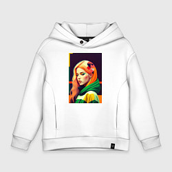 Толстовка оверсайз детская Поп арт девушка в японском стиле, цвет: белый