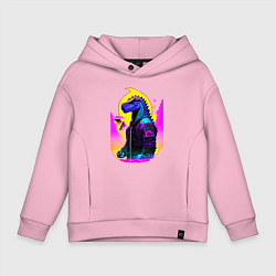 Толстовка оверсайз детская Cool dinosaur - cyberpunk - neural network, цвет: светло-розовый