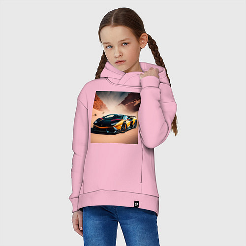 Детское худи оверсайз Lamborghini Aventador / Светло-розовый – фото 3