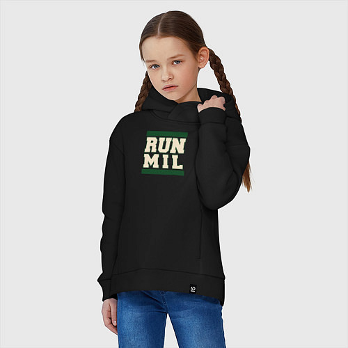 Детское худи оверсайз Run Milwaukee Bucks / Черный – фото 3
