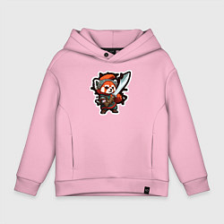 Толстовка оверсайз детская Красная панда воин, цвет: светло-розовый
