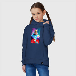 Толстовка оверсайз детская Super Arnold Schwarzenegger - Arni ai pop art, цвет: тёмно-синий — фото 2
