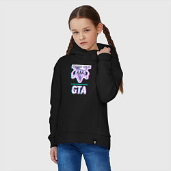 Толстовка оверсайз детская GTA в стиле glitch и баги графики, цвет: черный — фото 2