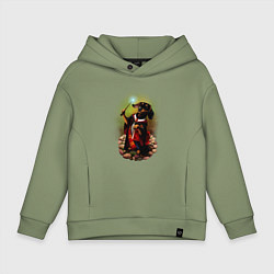 Толстовка оверсайз детская Такса Волшебник колдует, цвет: авокадо