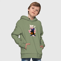 Толстовка оверсайз детская Неферпиту - Хантер, цвет: авокадо — фото 2