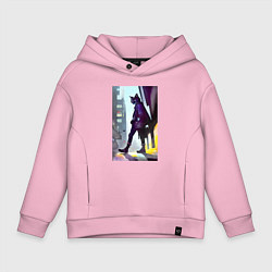 Толстовка оверсайз детская Чёрный котяра на своём районе - Бронкс, цвет: светло-розовый