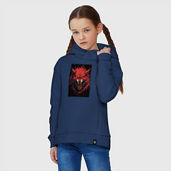 Толстовка оверсайз детская Красный волк, цвет: тёмно-синий — фото 2