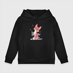 Толстовка оверсайз детская Лис кривляется, цвет: черный