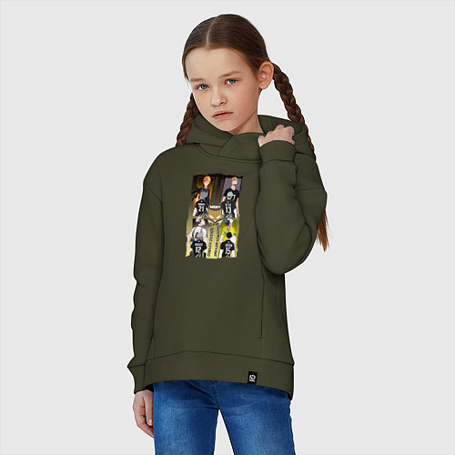 Детское худи оверсайз Волейбол - haikyuu / Хаки – фото 3