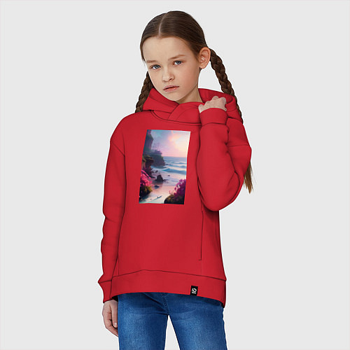 Детское худи оверсайз Вечер в бухте / Красный – фото 3
