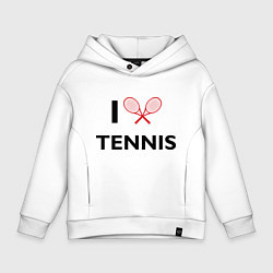 Толстовка оверсайз детская I Love Tennis, цвет: белый