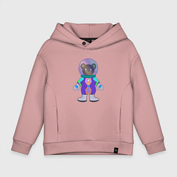 Толстовка оверсайз детская Мишка космонавт, цвет: пыльно-розовый