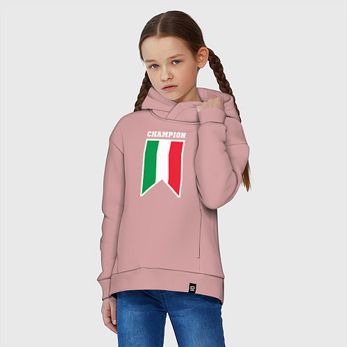 Детское худи оверсайз Италия чемпион / Пыльно-розовый – фото 3