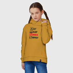 Толстовка оверсайз детская Eat sleep rush b repeat, цвет: горчичный — фото 2