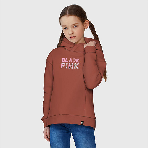 Детское худи оверсайз Blackpink logo Jisoo Lisa Jennie Rose / Кирпичный – фото 3