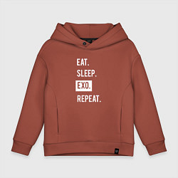 Толстовка оверсайз детская Eat Sleep EXO Repeat, цвет: кирпичный