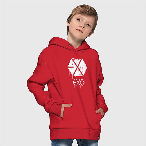 Детское худи оверсайз EXO лого / Красный – фото 4